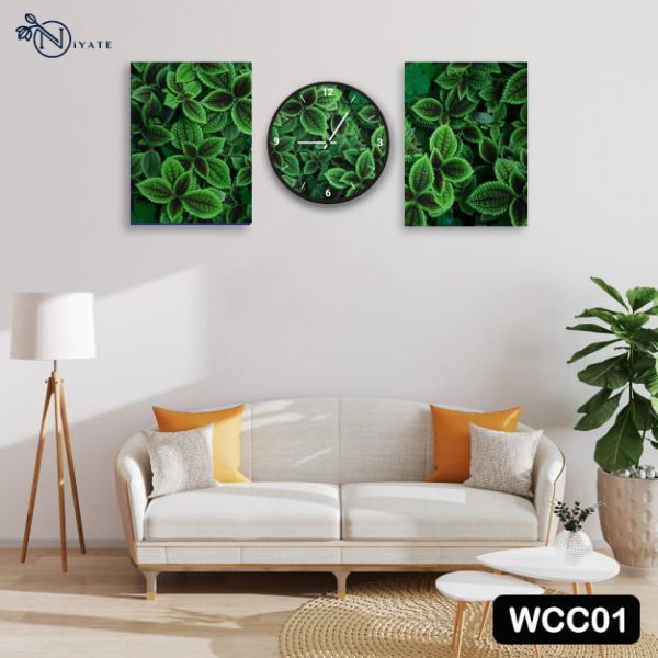 Floral Combo Wall Clock & Canvas