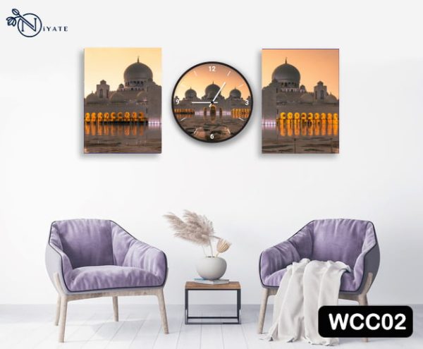 Islamic Combo : Wall Clock & Canvas