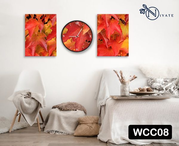 Pattern leaf Combo : Wall Clock & Canvas