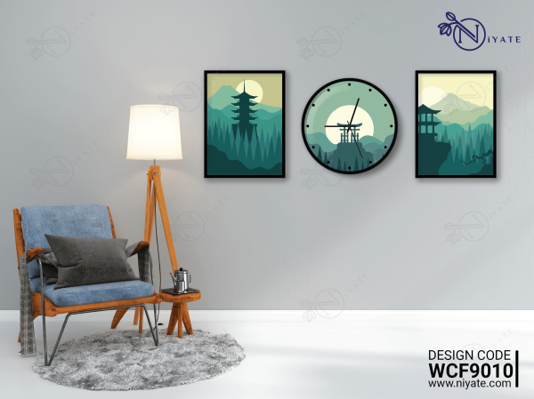 Moon View Artistic | Wall Clock & Frame Combo