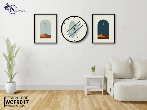 Sun & Moon Creative Art | Wall Clock & Frame Combo