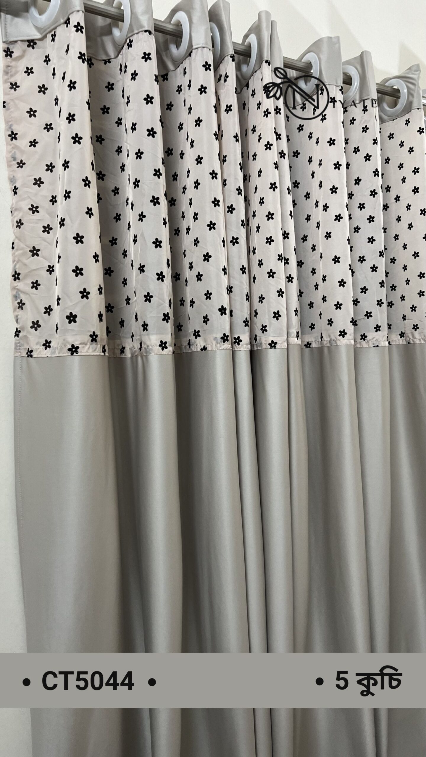 CT5044 | Patchwork Pearl Grey Curtain - Image 2