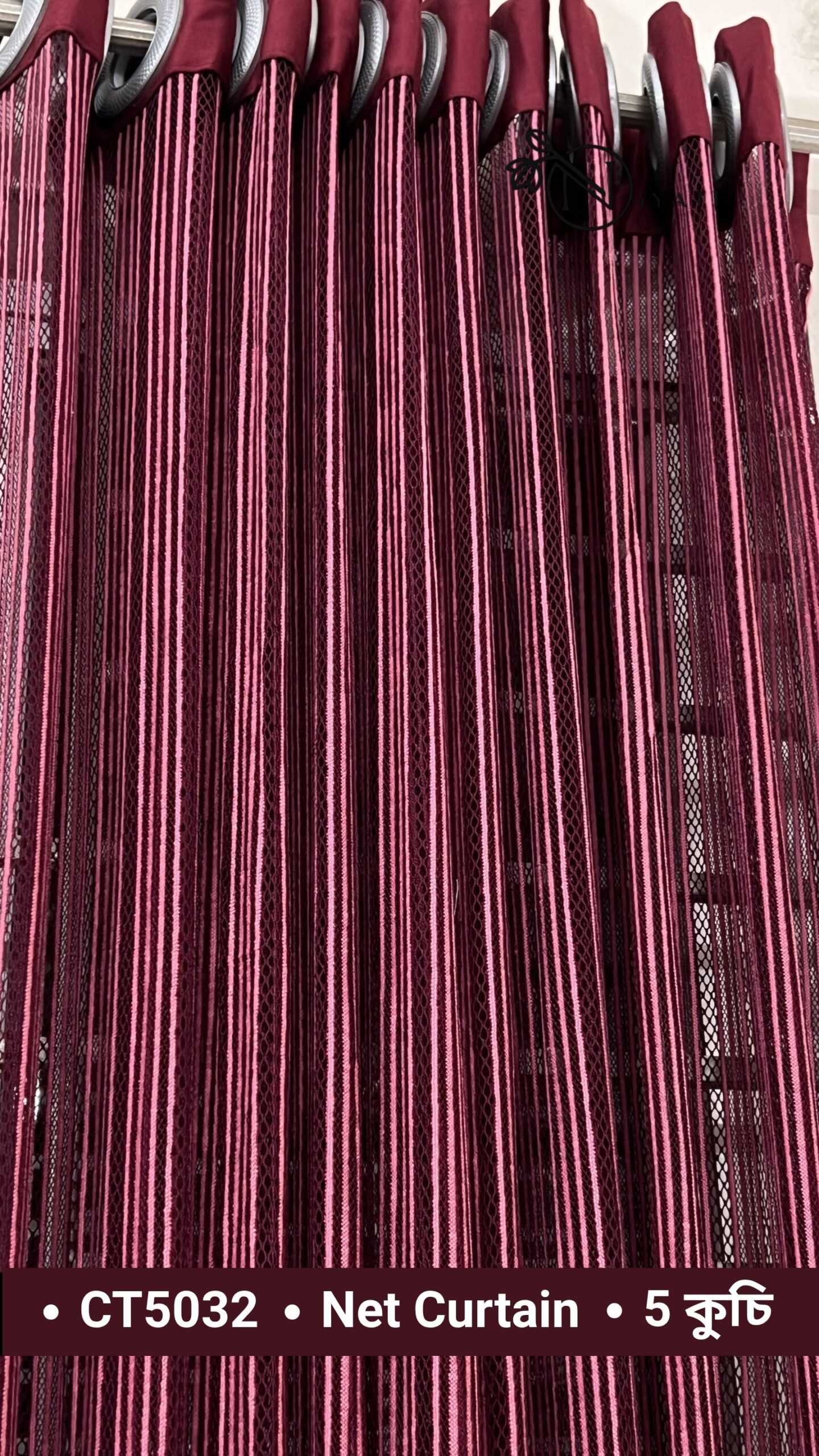 CT5032 | Net Curtain | Stripe Wine