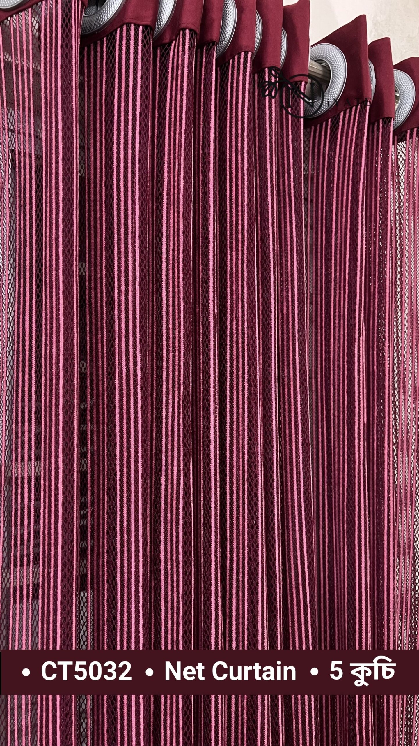 CT5032 | Net Curtain | Stripe Wine - Image 2