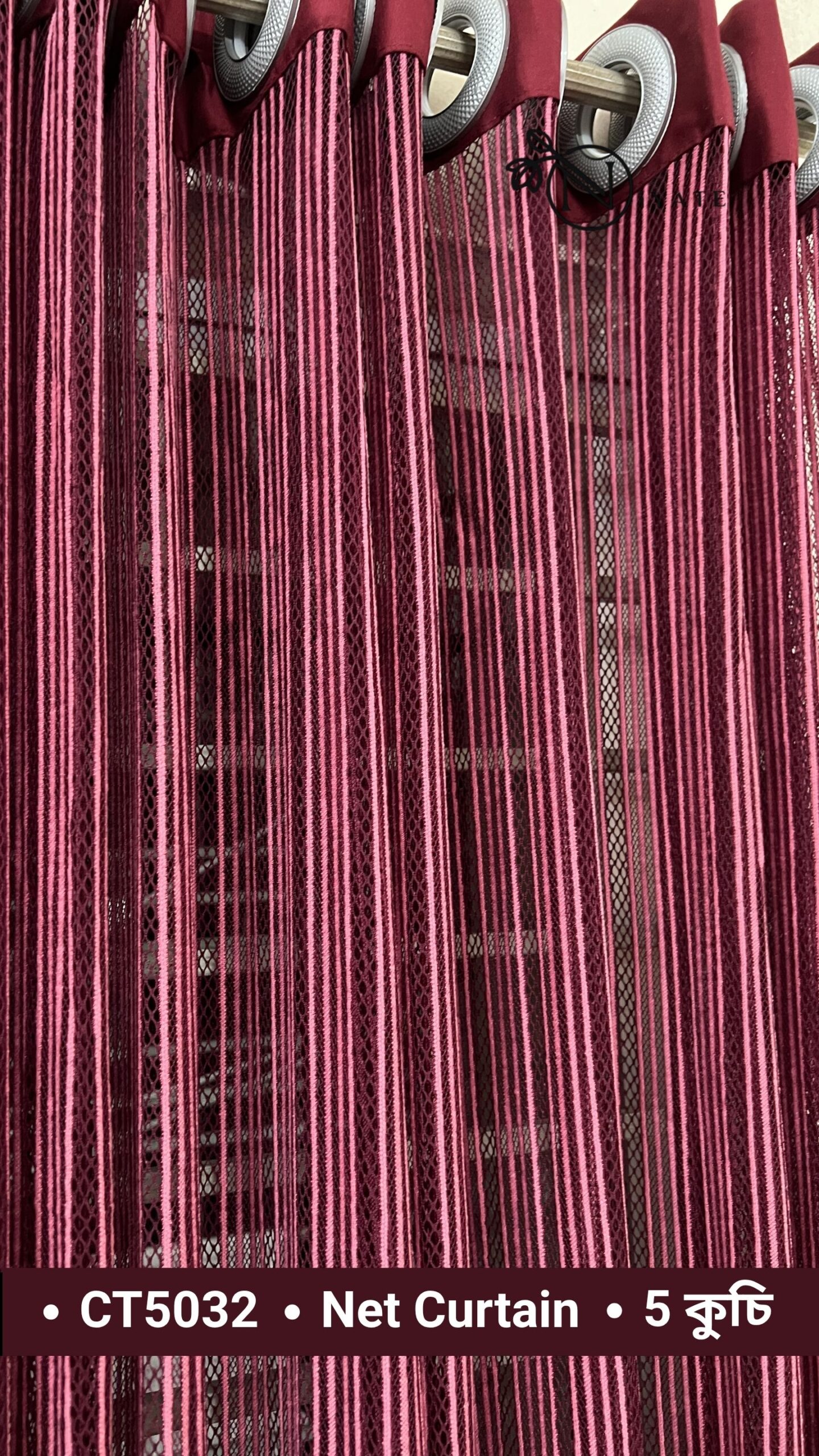 CT5032 | Net Curtain | Stripe Wine - Image 3