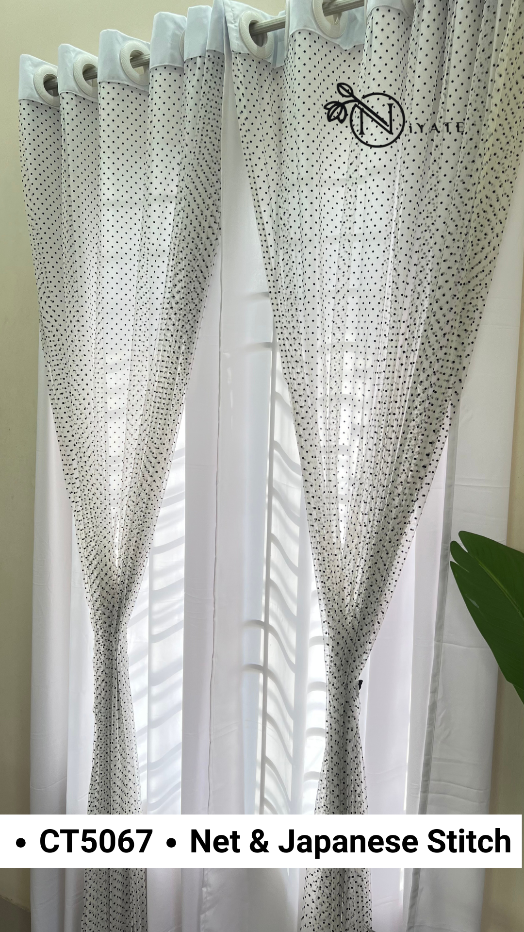 CT5067 | Japanese Stitch & Net Curtain | Dove White