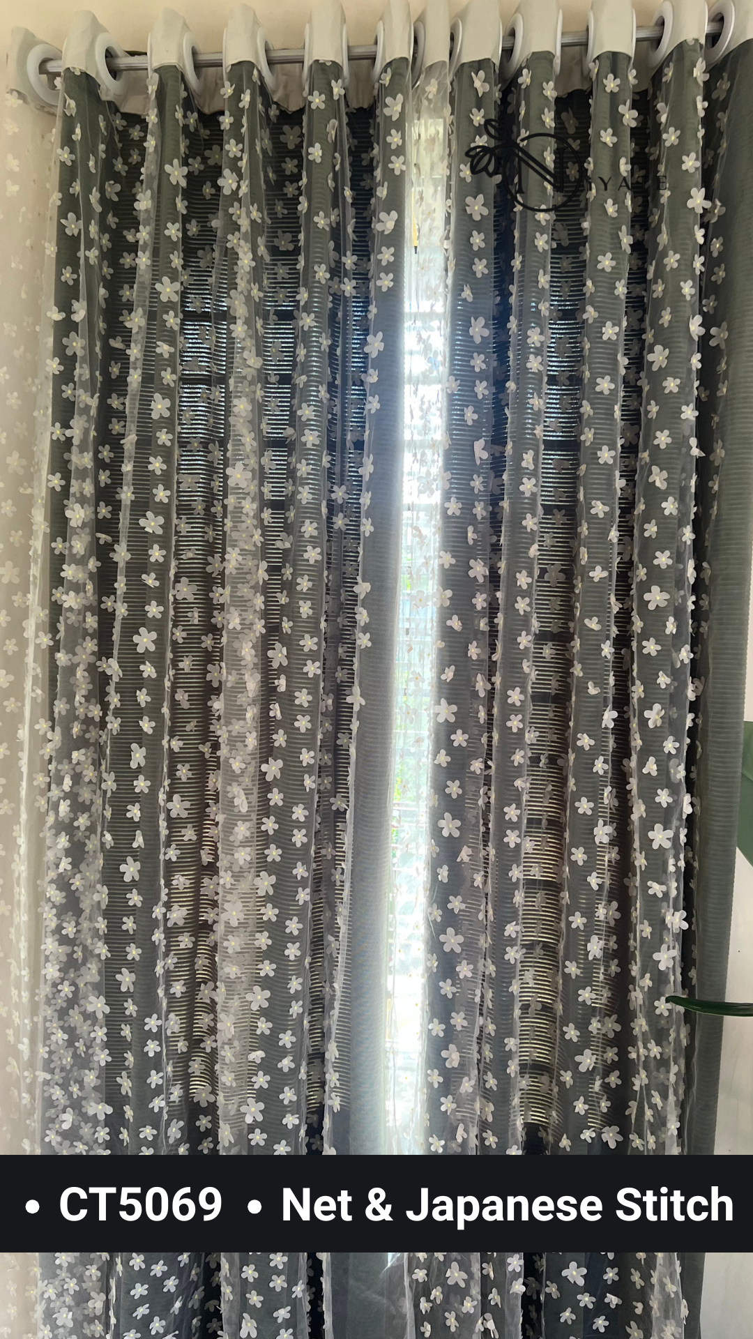 CT5069 | Channel Velvet & Net Curtain | Luxary Daisy - Image 2